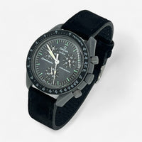 Bracelet Moonswatch Mission to Mercury Autre : Cuir Nato Acier Toile Cuir clair : Noir