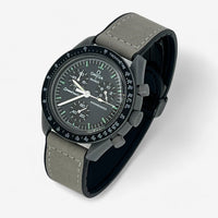 Bracelet Moonswatch Mission to Mercury Autre : Cuir Nato Acier Toile Cuir lisse : Gris