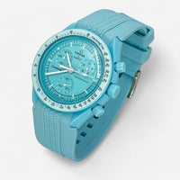 Bracelet MoonSwatch en Caoutchouc Premium Design Cyan