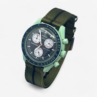 Bracelet Moonswatch Mission On Earth Autres: Cuir Nato Toile Nato lisse : Vert Noir