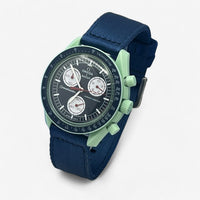 Bracelet Moonswatch Mission On Earth Autres: Cuir Nato Toile Nato lisse : Bleu Marine