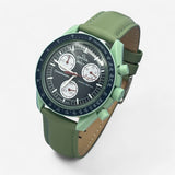 Bracelet MoonSwatch en Cuir Véritable Uni Earth: Vert