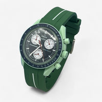 Bracelet Moonswatch Mission On Earth Caoutchouc 1 Bande : Vert Blanc
