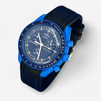 Bracelet Moonswatch Mission to Neptune Caoutchouc Premium: Noir Bleu