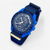 Bracelet Moonswatch Mission to Neptune Autres: Nato Toile Acier Nato uni: Bleu Marine
