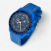 Bracelet Moonswatch Mission to Neptune Caoutchouc Premium: Bleu Blanc