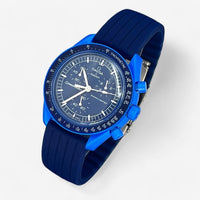 Bracelet MoonSwatch en Caoutchouc Nervuré Neptune: Bleu Marine