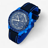 Bracelet MoonSwatch en Caoutchouc (2 bandes) Noir Bleu