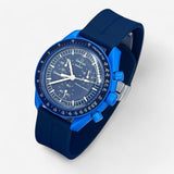 Bracelet Moonswatch Mission to Neptune Caoutchouc Clips: Bleu