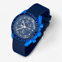 Bracelet Moonswatch Mission to Neptune Caoutchouc Premium uni: Bleu Marine