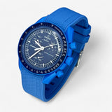Bracelet MoonSwatch en Caoutchouc Texturé Premium Uni Neptune: Bleu