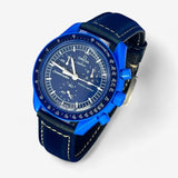 Bracelet MoonSwatch en Cuir Véritable Neptune: Bleu Marine