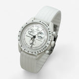 Bracelet Moonswatch Mission to the Moonphase - Full Moon - Snoopy Caoutchouc Nervuré : Blanc