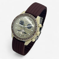 Bracelet Moonswatch Mission to Saturn Caoutchouc Nervuré : Marron