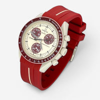 Bracelet Moonswatch Mission to Pluton Caoutchouc 1 bande : Bordeaux Blanc