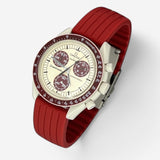 Bracelet MoonSwatch en Caoutchouc Nervuré Bordeaux