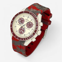 Bracelet MoonSwatch en Caoutchouc Militaire Bordeaux