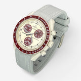 Bracelet Moonswatch Mission to Pluton Caoutchouc Premium : Gris Blanc