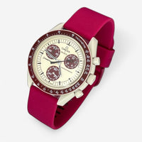 Bracelet Moonswatch Mission to Pluton Caoutchouc Premium : Bordeaux