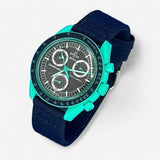 Bracelet Moonswatch Mission On Earth: Polar Lights Autres: Nato Toile Acier Toile: Bleu Marine