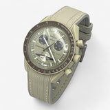 Bracelet Moonswatch Mission to Saturn Caoutchouc Premium : Beige Blanc