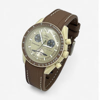 Bracelet Moonswatch Mission to Saturn Caoutchouc Premium : Marron Blanc