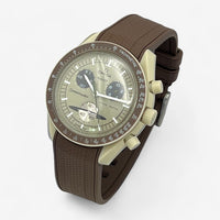 Bracelet Moonswatch Mission to Saturn Caoutchouc Premium : Marron