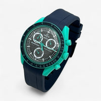 Bracelet Moonswatch Mission On Earth: Polar Lights Caoutchouc Premium uni : Bleu + Boucle Noire