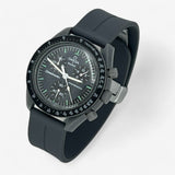 Bracelet MoonSwatch en Caoutchouc Rainuré à Clips Mercury: Gris Argent