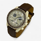 Bracelet Moonswatch Mission to Saturn Cuir Uni : Marron Foncé