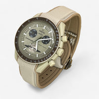 Bracelet MoonSwatch Premium en Caoutchouc à Clips Saturne: Beige Kaki