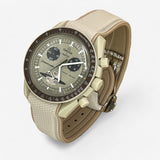 Bracelet Moonswatch Mission to Saturn Caoutchouc Clips premium : Beige Marron