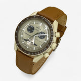 Bracelet Moonswatch Mission to Saturn Cuir Uni : Marron