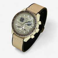 Bracelet Moonswatch Mission to Saturn Cuir Lisse : Beige