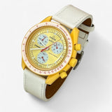 Bracelet MoonSwatch en cuir texturé Sun: Blanc