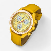 Bracelet MoonSwatch en Cuir Véritable Uni Sun: Jaune