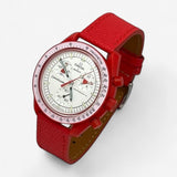 Bracelet MoonSwatch en cuir texturé Rouge