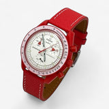 Bracelet Moonswatch Mission to Mars Cuir Texturé : Rouge Blanc