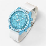 Bracelet Moonswatch Mission to Uranus Caoutchouc Clips : Blanc