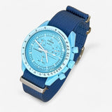 Bracelet Moonswatch Mission to Uranus Nato Uni : Bleu Marine