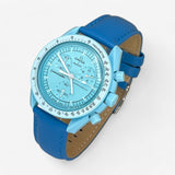 Bracelet Moonswatch Mission to Uranus Cuir Uni: Bleu