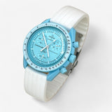 Bracelet MoonSwatch en Caoutchouc Nervuré Uranus: Blanc