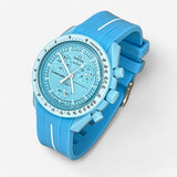 Bracelet MoonSwatch en Caoutchouc (une bande) Bleu Clair Blanc