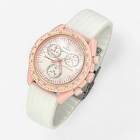 Bracelet Moonswatch Mission to Venus Caoutchouc Nervuré : Blanc