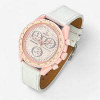 Bracelet MoonSwatch en cuir texturé Venus: Blanc