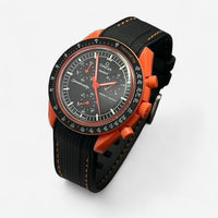 Bracelet Moonswatch Mission On Earth: Lava Caoutchouc Premium : Noir Orange
