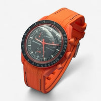 Bracelet Moonswatch Mission On Earth: Lava Caoutchouc Premium : Orange Noir