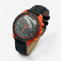 Bracelet MoonSwatch en Cuir Véritable Uni Lava: Noir