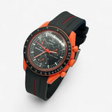 Bracelet MoonSwatch en Caoutchouc (une bande) Lava: Noir Rouge