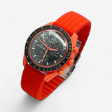 Bracelet MoonSwatch en Caoutchouc Nervuré Lava: Rouge